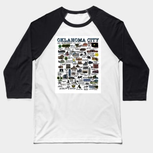 Oklahoma City Map Art Baseball T-Shirt